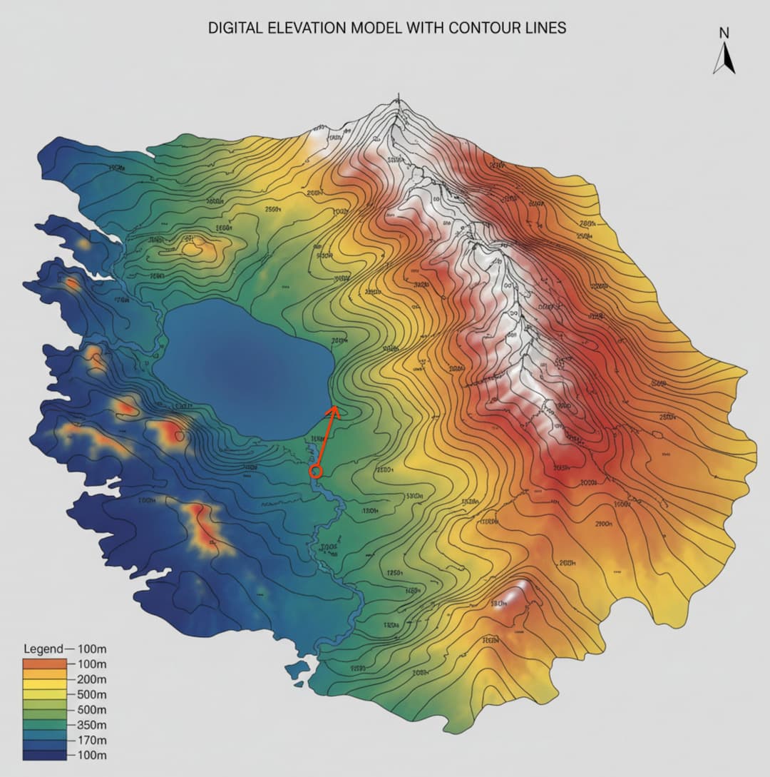 digital map with contour lines