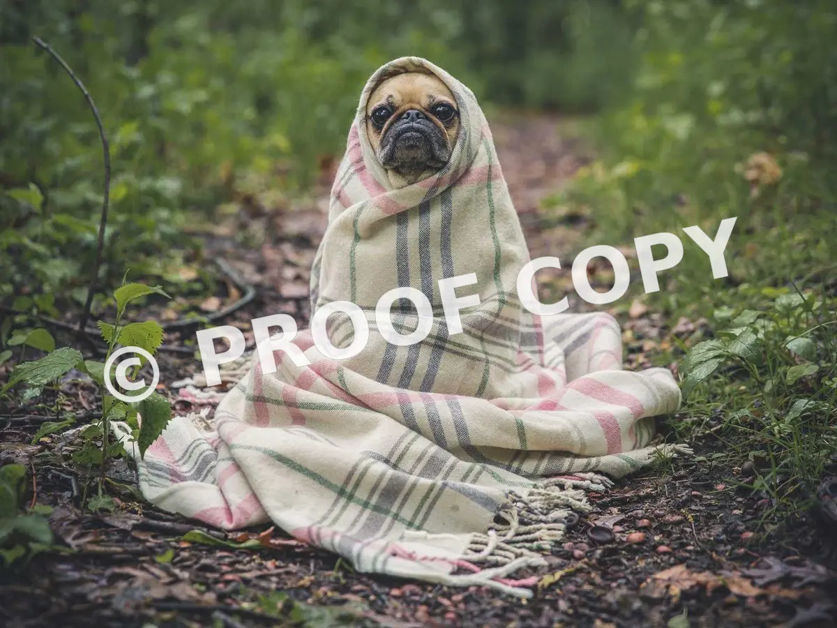 Before: photo with a © PROOF COPY text watermark